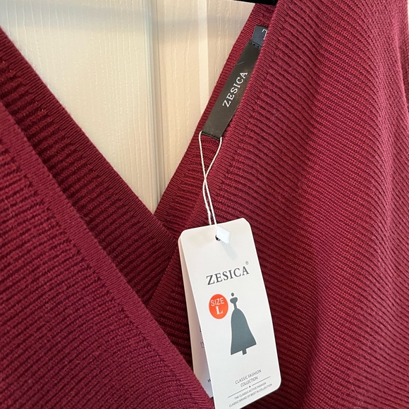 NWT Zesica wrap ruffle belted waist knit sweater pullover - Picture 7 of 11